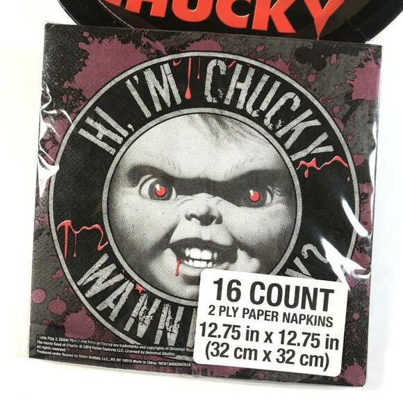 Chucky Childs Play 32 Piece Park Pack Plates Napkins Horror Movie Halloween NEW - Picture 4 of 7